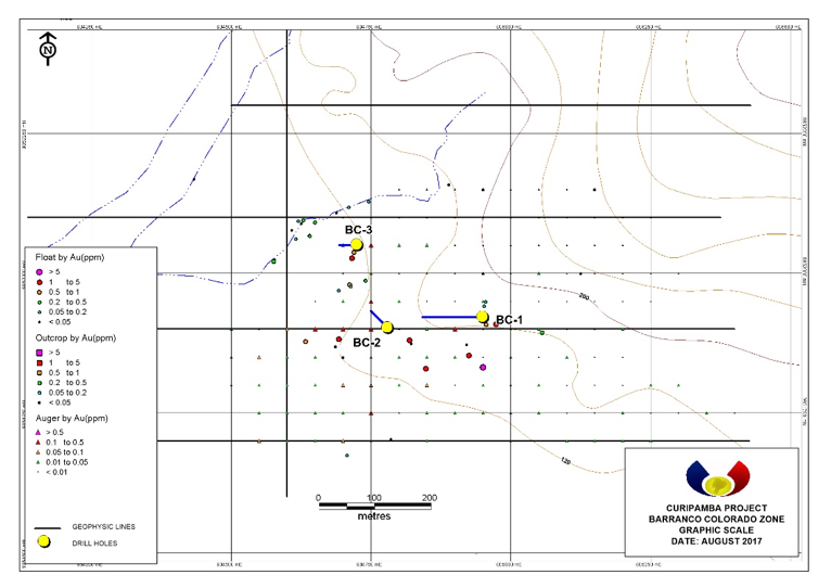 Barranco Colorado Samples and Drill Hole Map